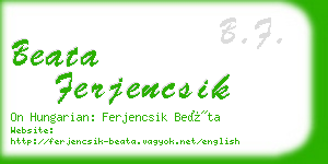 beata ferjencsik business card